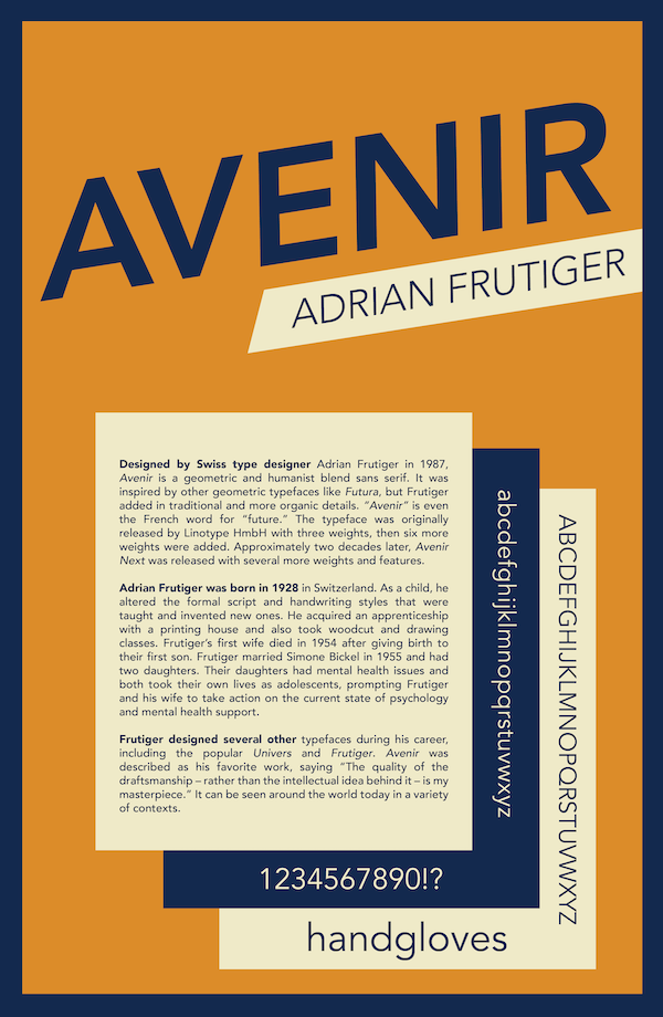 Avenir typeface poster