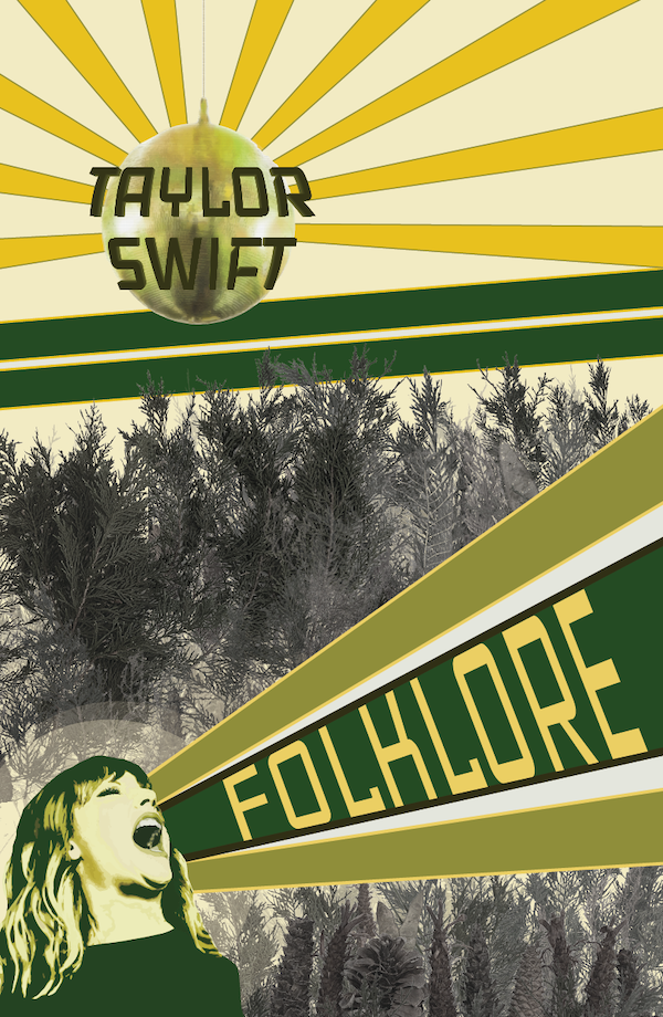 Poster for Taylor Swift's album Folklore designed in the style of Russian Constructivism